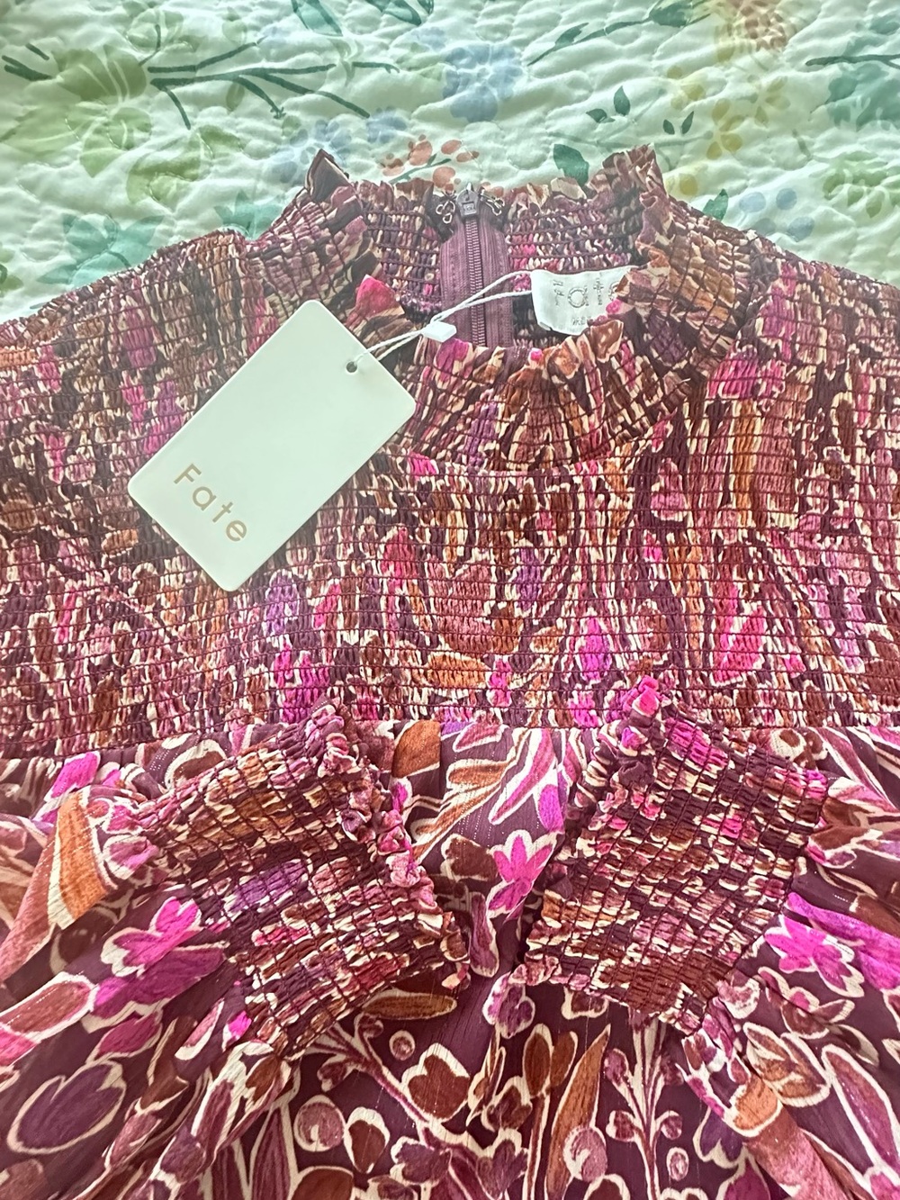 Fate Burgundy Red Floral Dress Size M. Color burgundy floral - Picture 7 of 10
